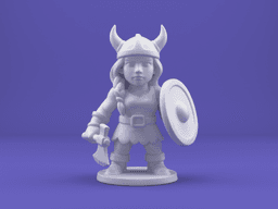 Stylized Viking Warrior Woman – 3D Printable Female Viking Miniature with Axe and Shield 3d model