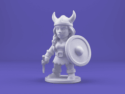 Stylized Viking Warrior Woman – 3D Printable Female Viking Miniature with Axe and Shield 3d model