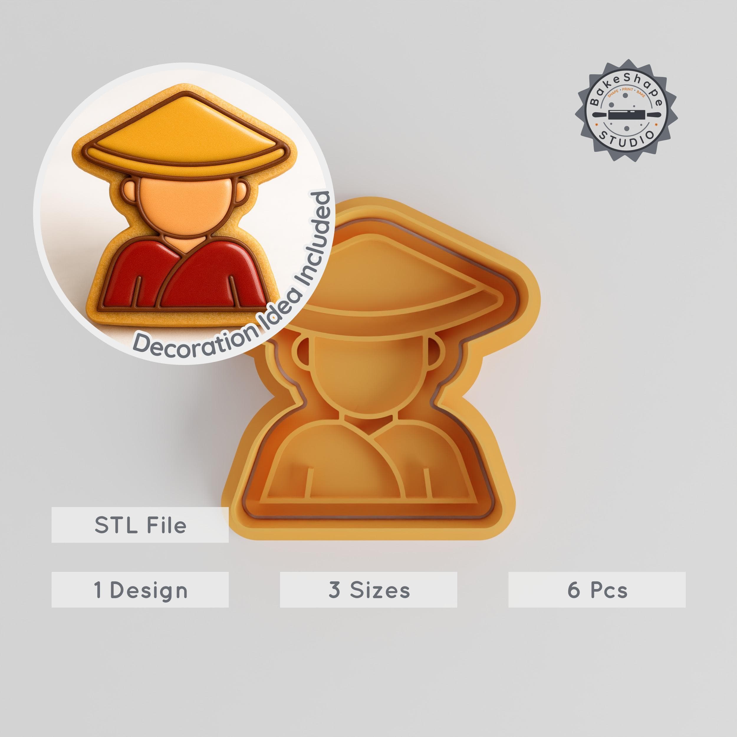 Martial Arts Shape Cutter & Stamp Set, Kung Fu Fighter Pose Design, S/M/L Size, Perfect for Cookies & Fondant PRODUCT_1272 3d model