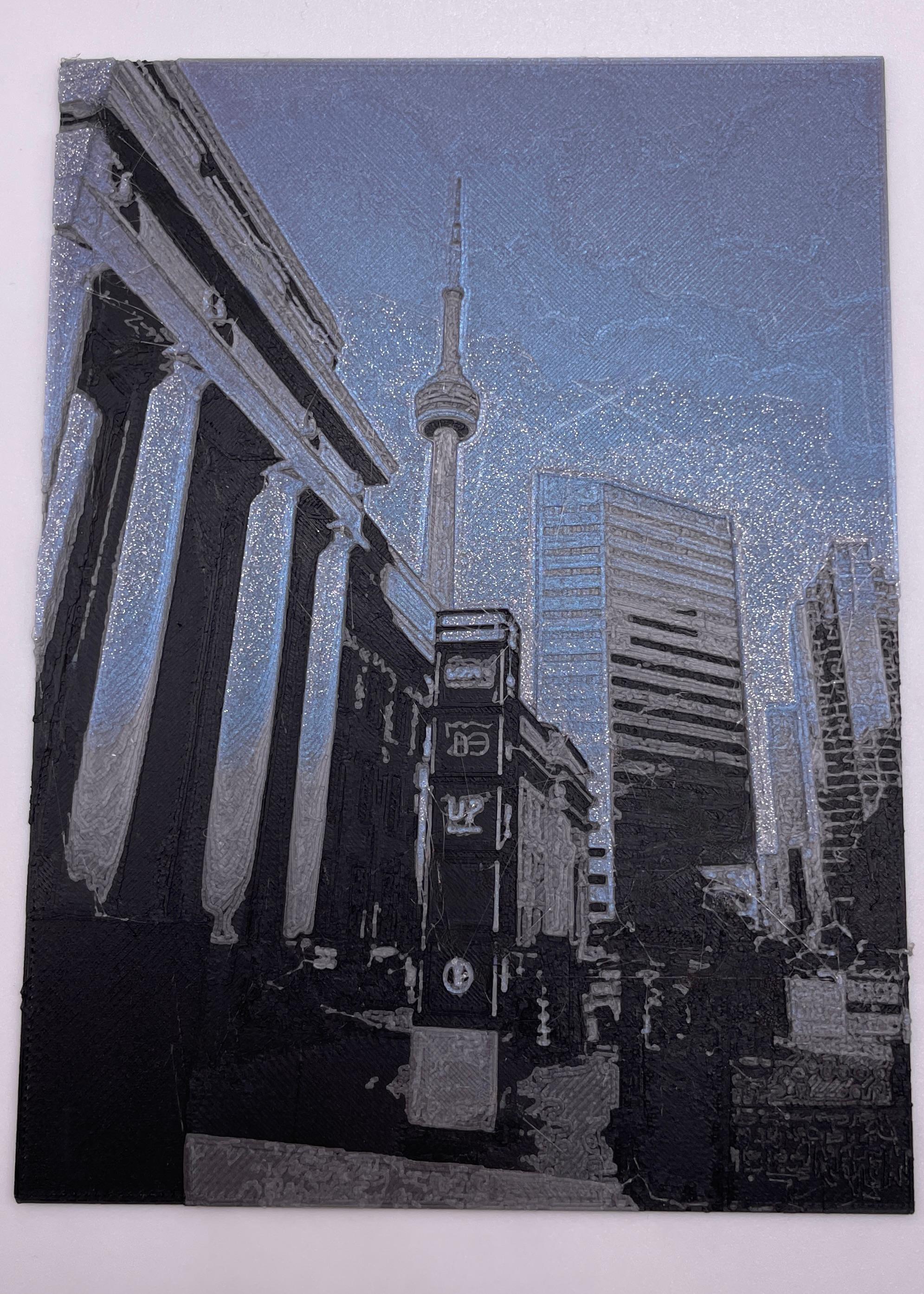 HueForge Toronto Union Station & CN Tower 3d model