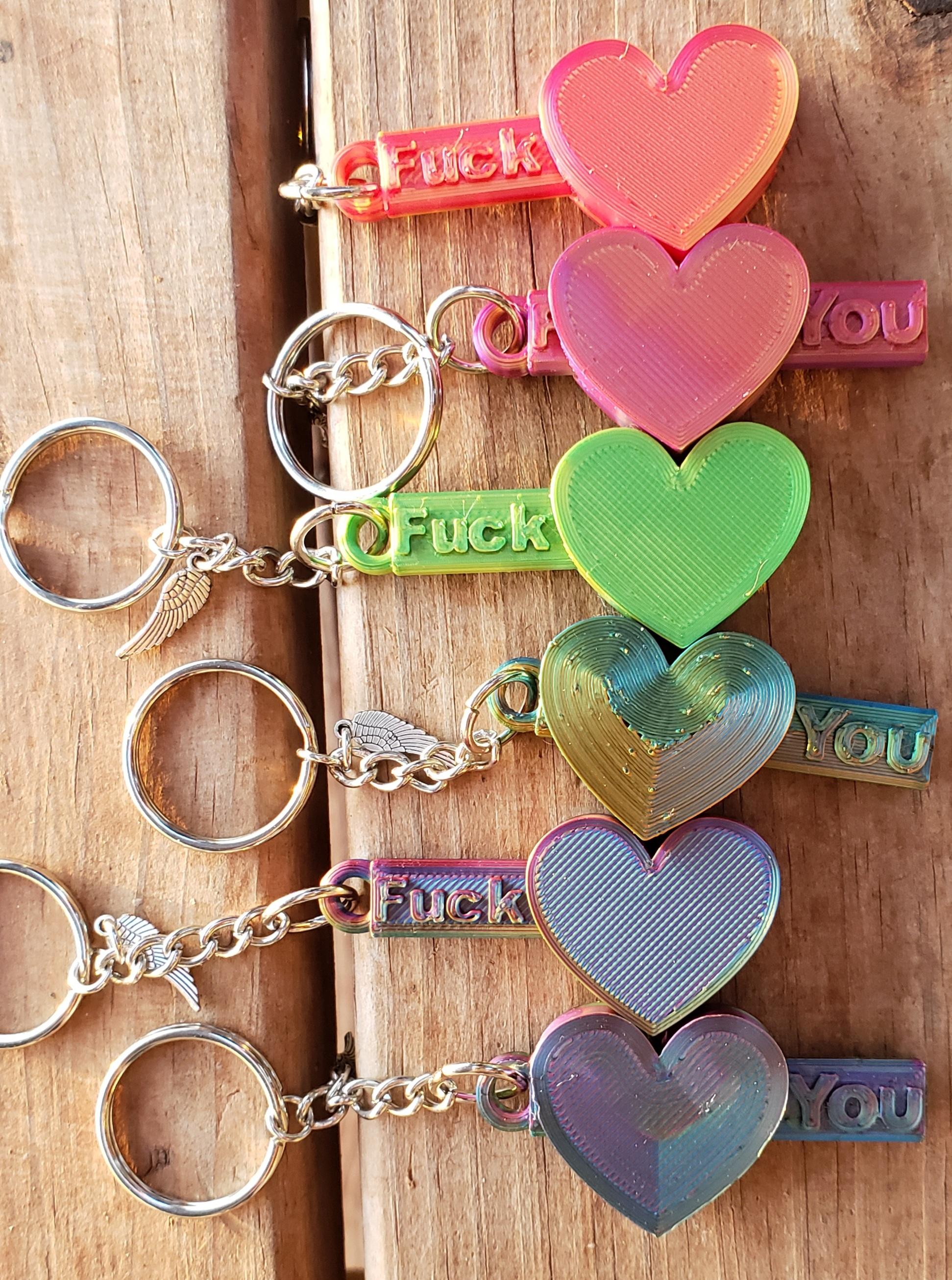Fck You Heart Keychain - Prints perfect! Used it to play with different to layer settings.  - 3d model