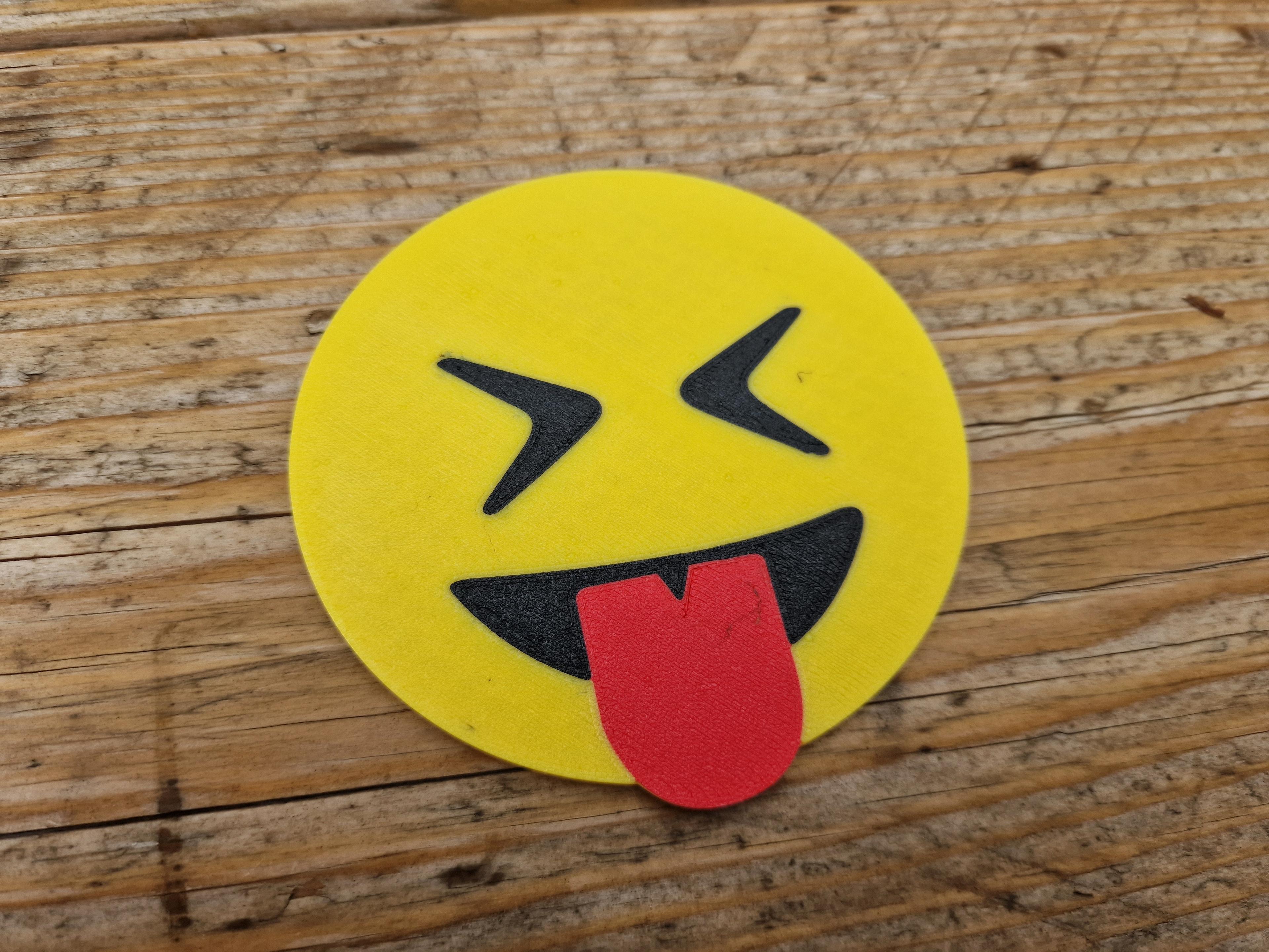 Tongue Out Emoji Coaster (AMS Ready) 3d model