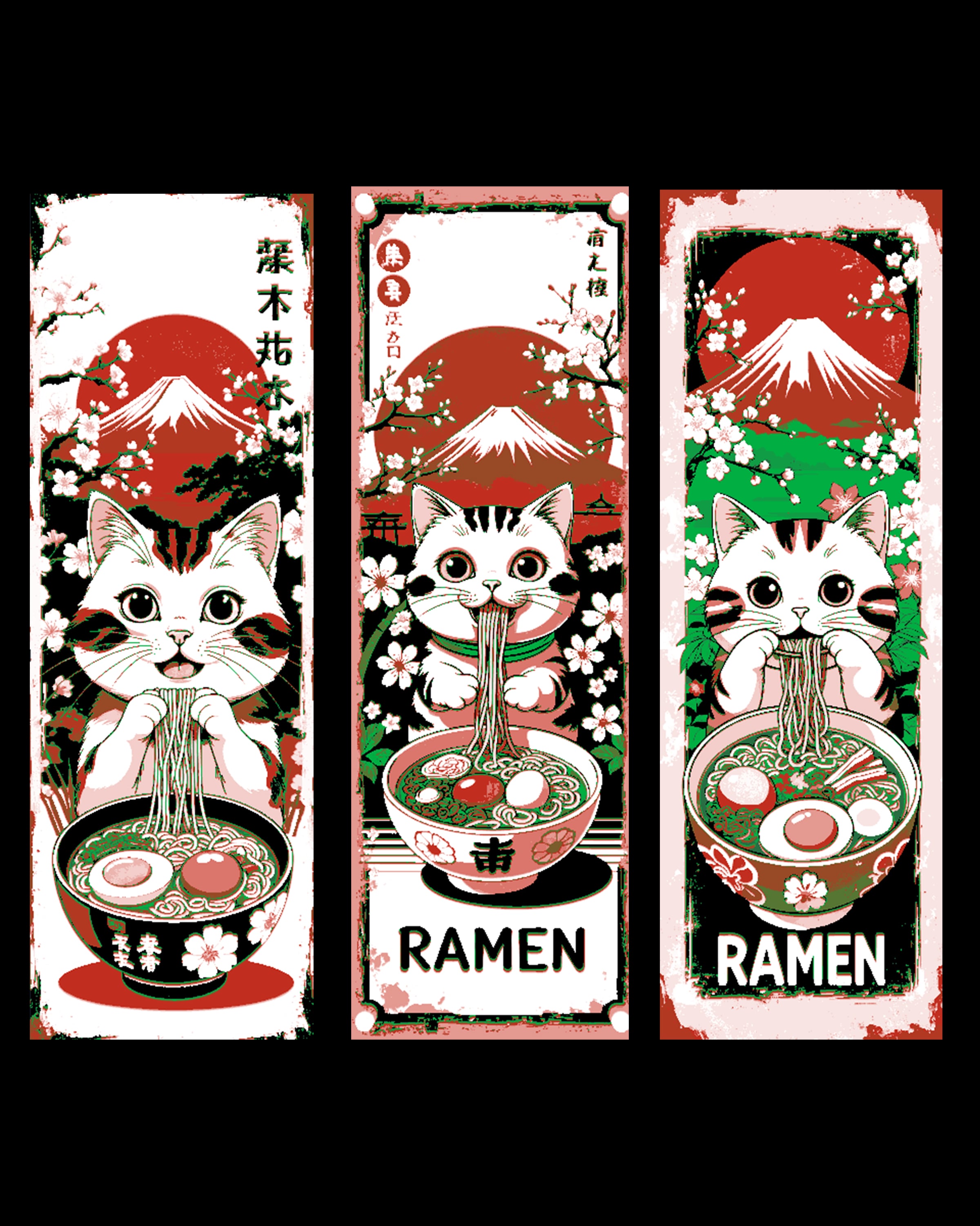 Even the Cat loves to eat his Ramen! Lunch Time! Set of Bookmarks 3d model