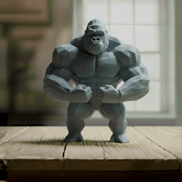 Buff Gorilla Low Poly - Bodybuilder Ape Sculpture 3d model