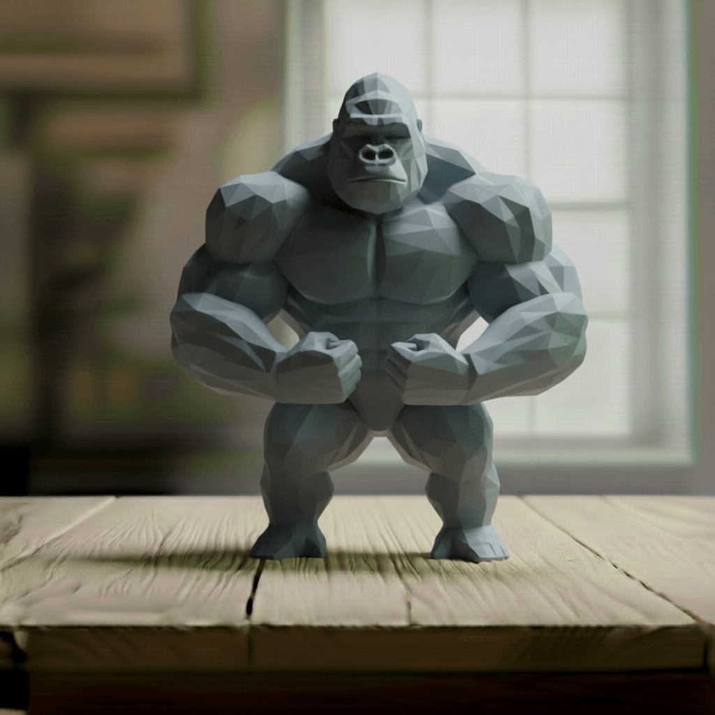 Buff Gorilla Low Poly - Bodybuilder Ape Sculpture 3d model