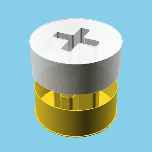 Disk with a plus sign, nestable box (v1) 3d model