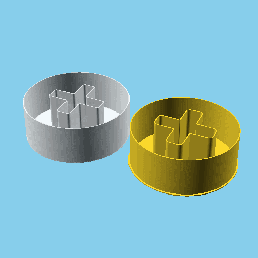 Disk with a plus sign, nestable box (v1) 3d model