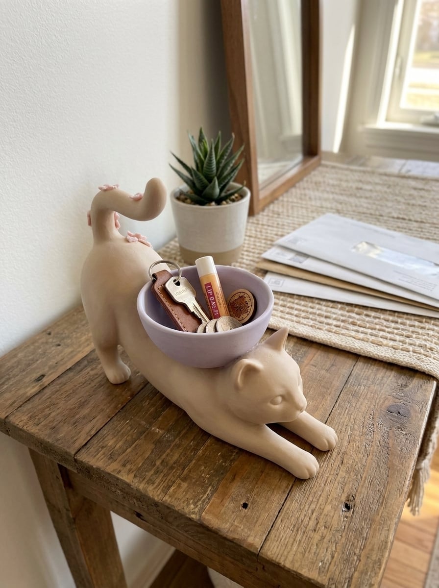 Cute Cat Catchall Bowl - Desk Organizer Tray 3d model