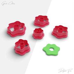 Organic Flowers Polymer Clay Cutter Package, 5 Models, 2 Cutter Version, 5 Sizes Included, No: 959 3d model
