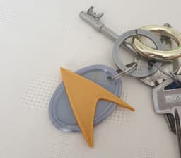 Two Colour Starfleet combadge key ring (split up for dual colour prints, easy & quick!) 3d model
