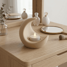 Crescent Moon STL – LED Candle and Jewelry Holder, Nightstand Organizer, Tea Light Holder Moon Decor 3d model