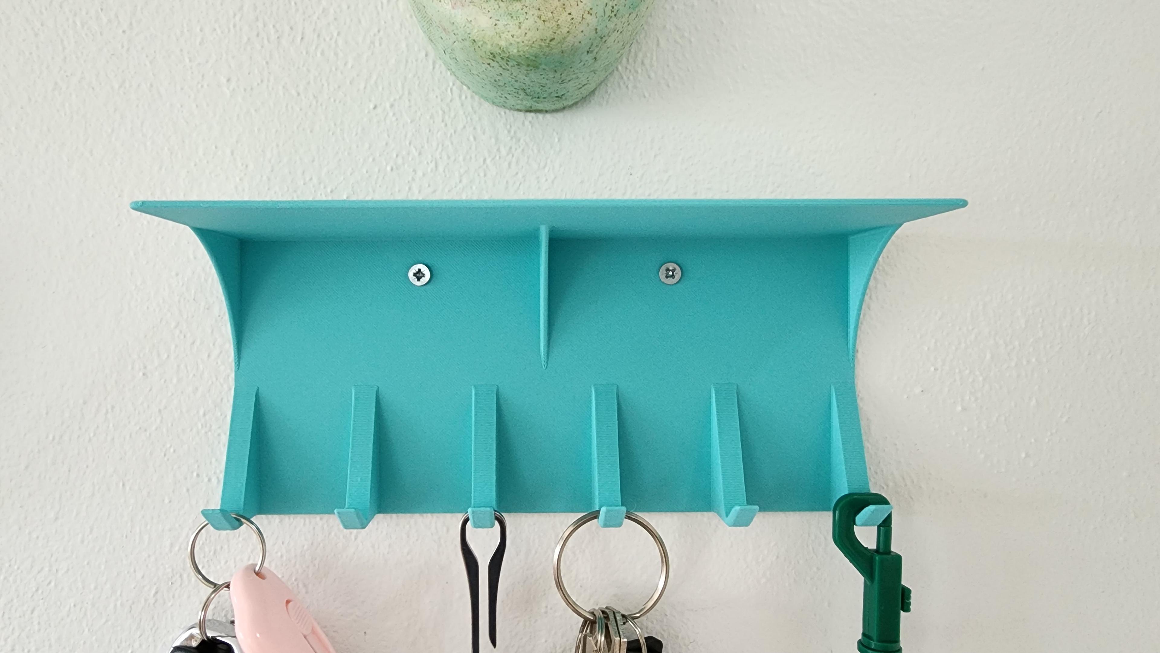 Simple Wall Key Holder Hanger with Shelf  3d model