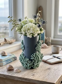 Ocean Coral Vase - Coastal Home Decor 3d model