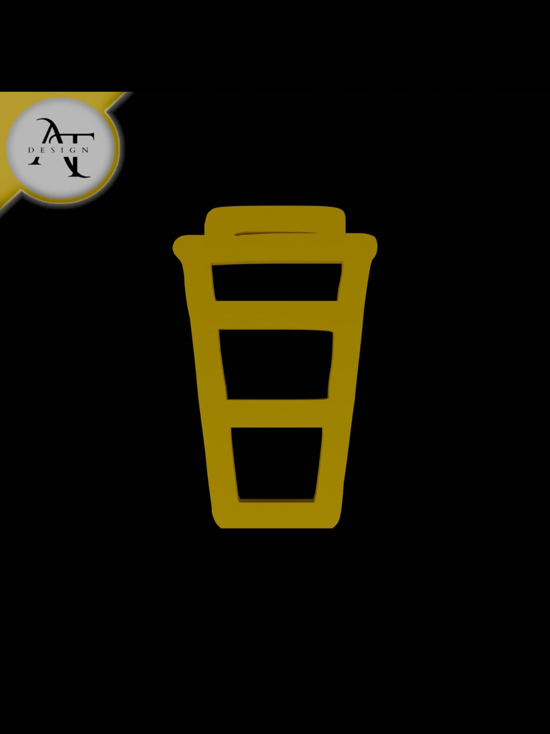 Simple Coffee Cup Symbol - 2D Art 3d model