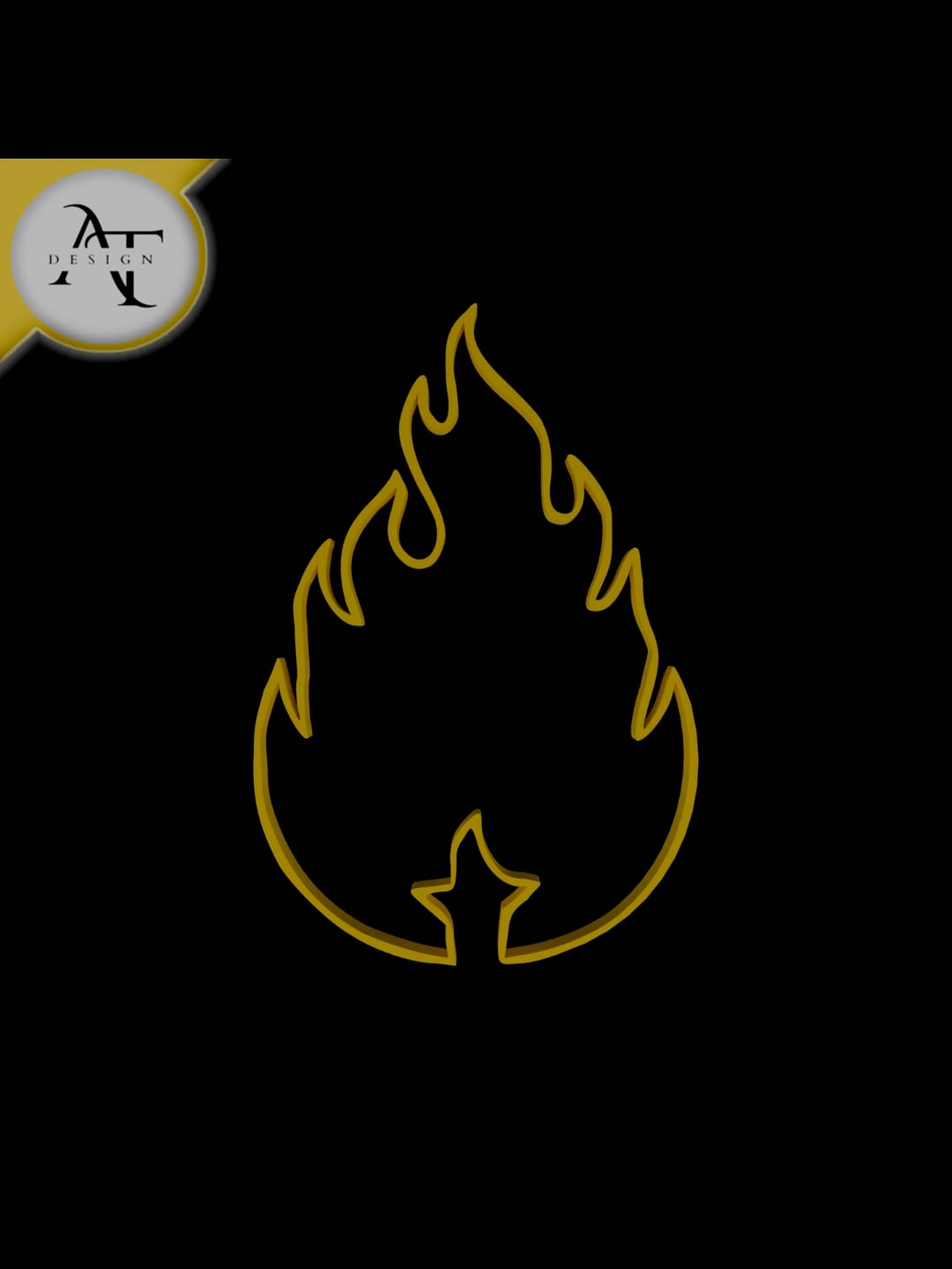 Simple Flame Symbol - 2D Art 3d model