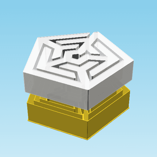 pentagram labyrinth, nestable box (v2) 3d model