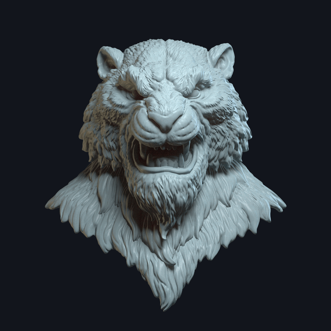 Tiger_Action Figure Head v2 3d model