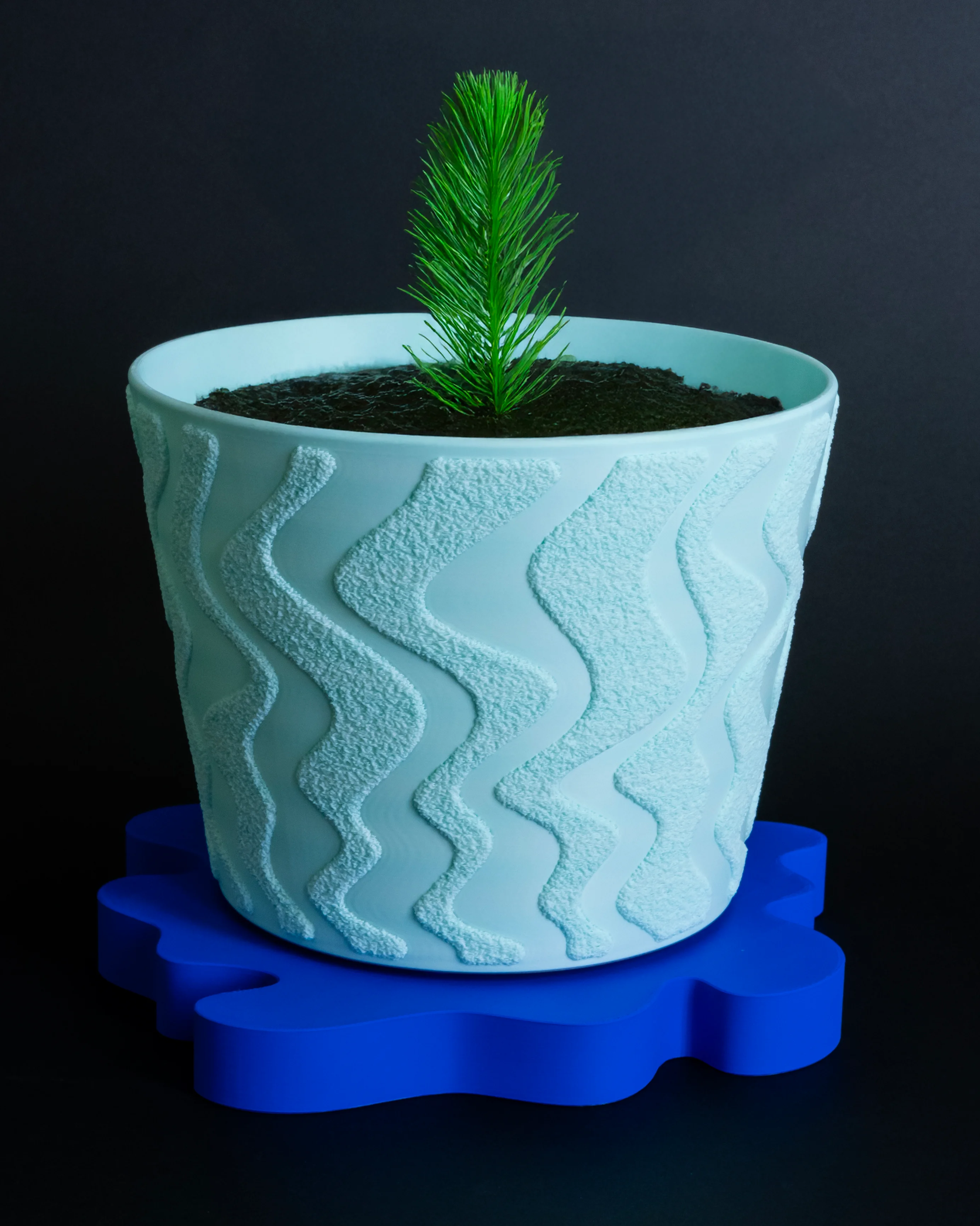 Warped Stripes Big Planter // Multi-Texture Fuzzy Print 3d model