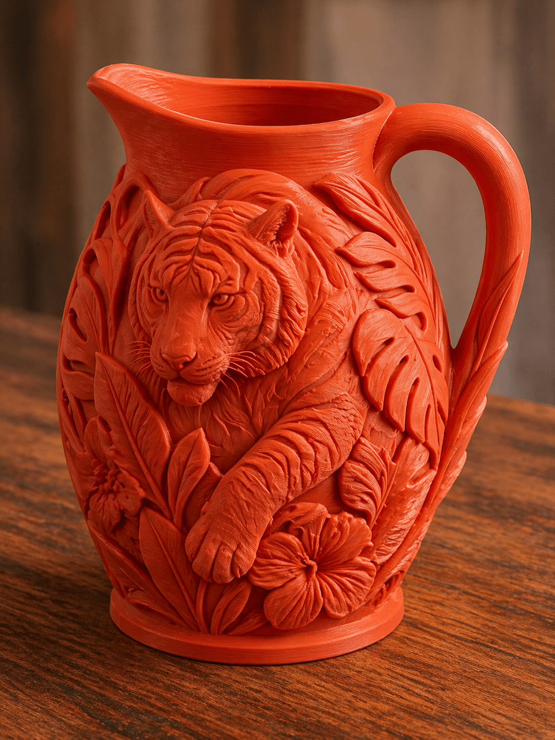 Red Tiger Jungle Pitcher Vase 3d model