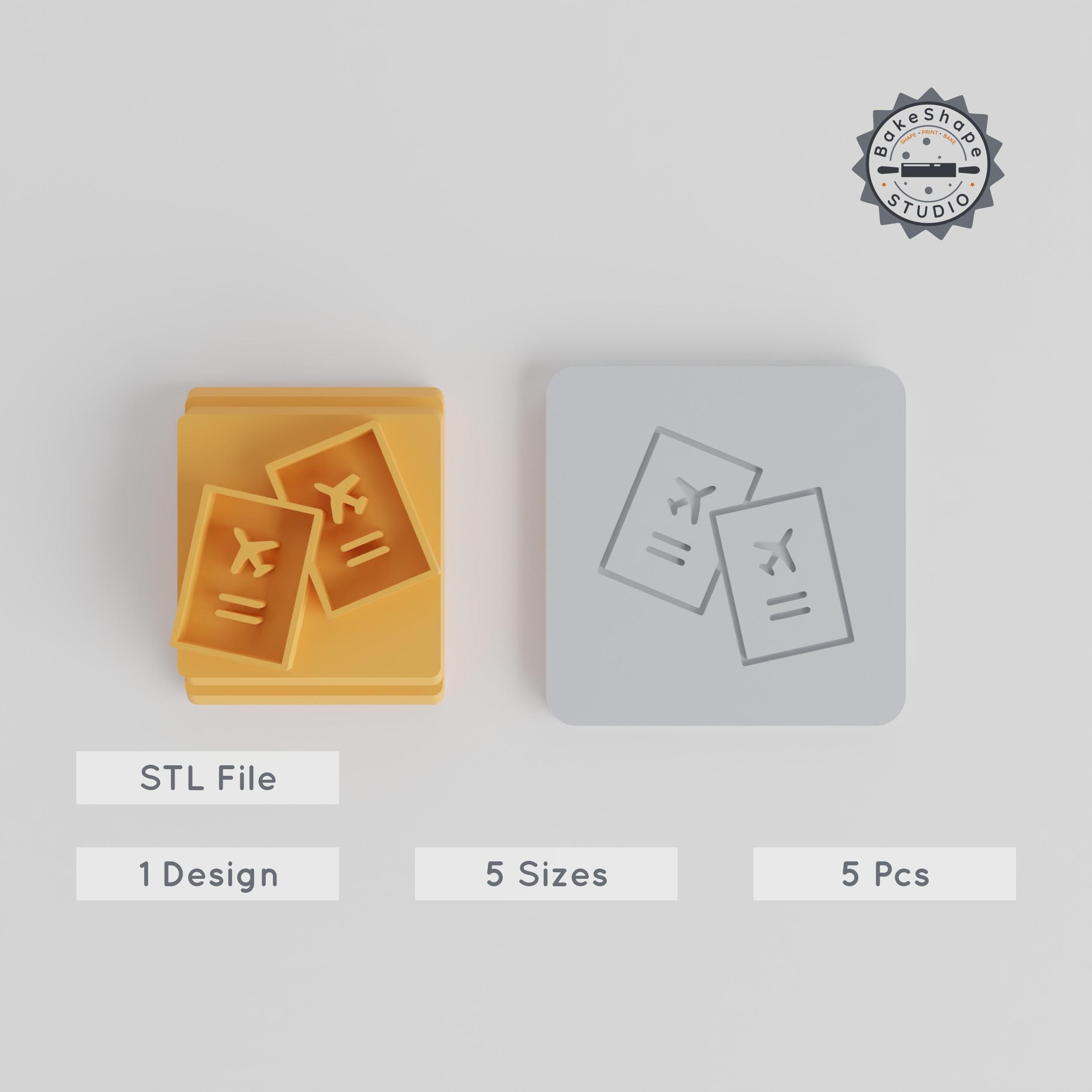 Passport Stamp Tile Collection, 5 Sizes, Perfect for Clay, Cookies & Fondant, Travel & Holiday Themes PRODUCT_1976 3d model