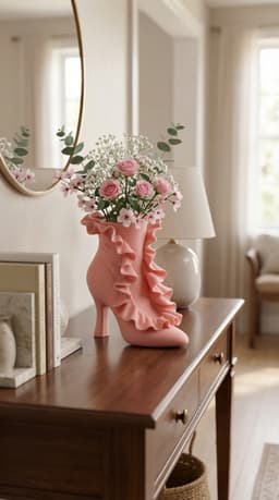 Coquette Ruffled High Heel Vase 3d model