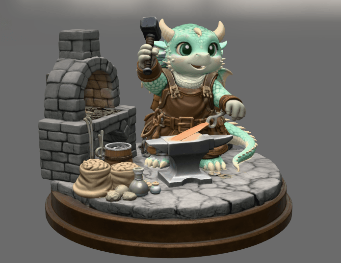 Blacksmith Dragon STL File for 3D Print 3d model