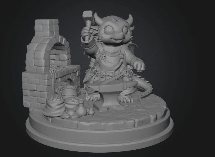 Blacksmith Dragon STL File for 3D Print 3d model