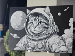 Astronaut Cat Hueforge 3D Printed Textured Art 3d model