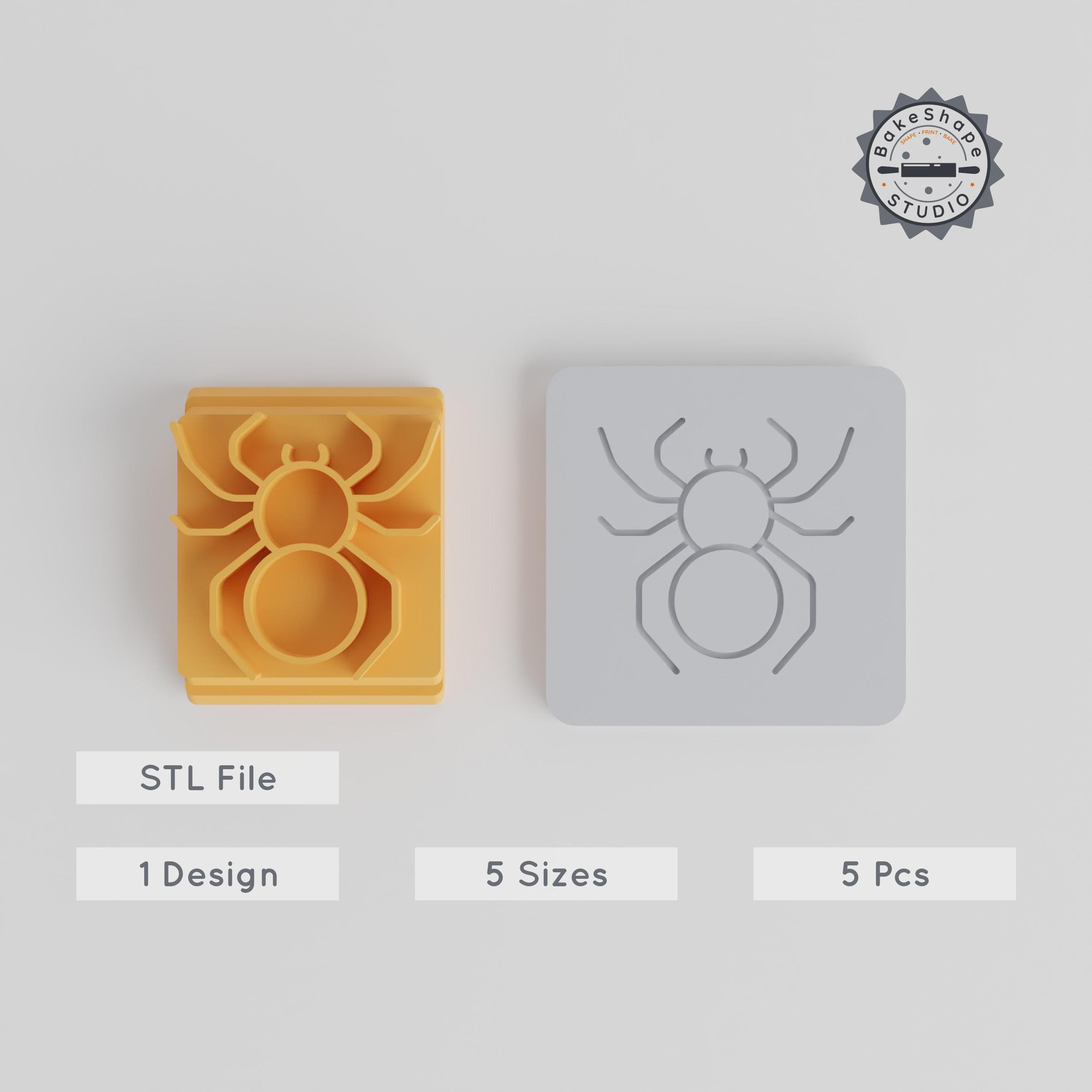 Spider Stamp Tile Set, 5 Sizes, Halloween Theme, Perfect for Clay, Cookies & Fondant PRODUCT_4176 3d model