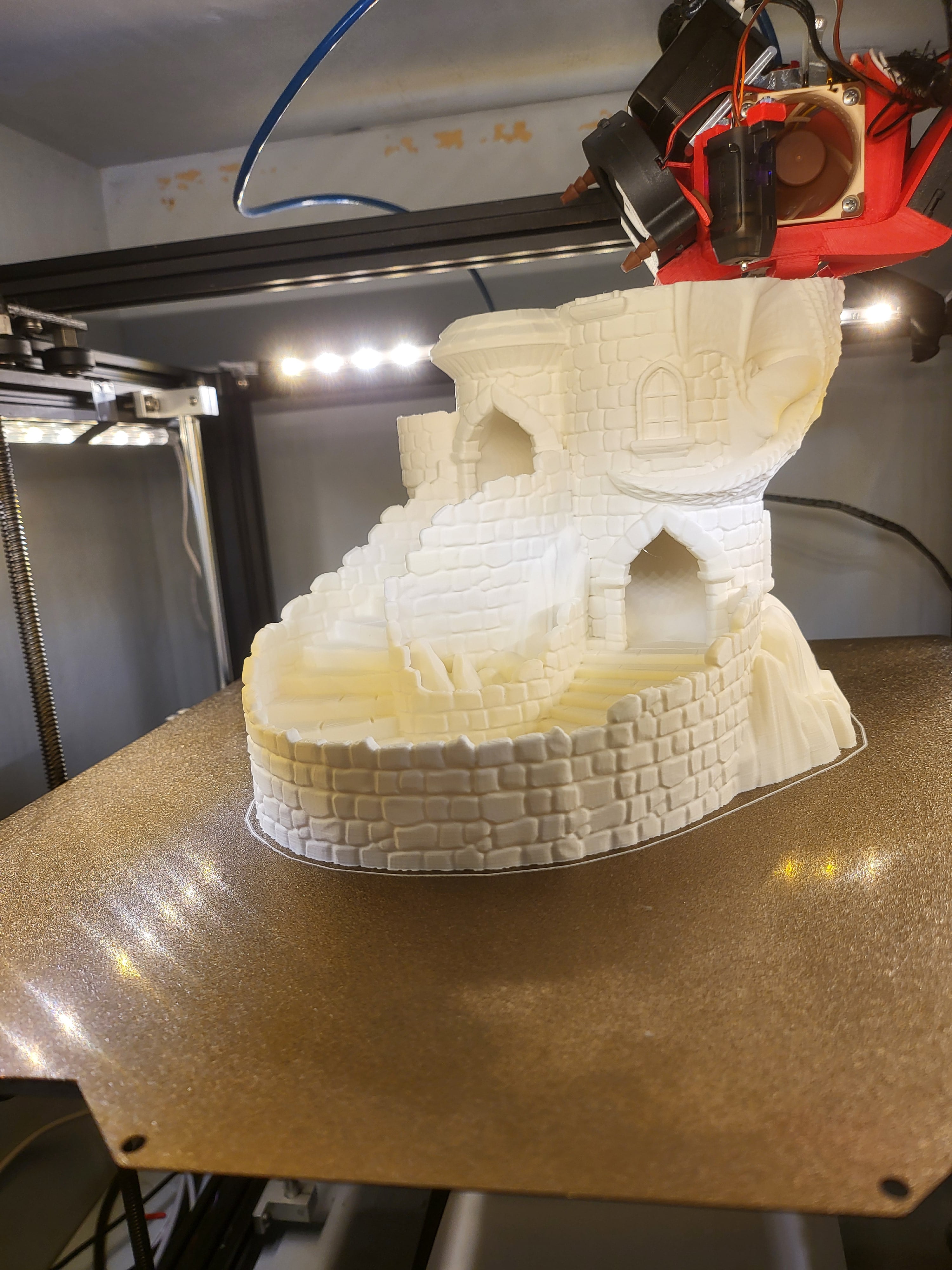 Printed absolutely beautifully on my modified ender 5 plus running Klipper.
After 22 hours of printing, about 2 hours of painting, paint splatter everywhere and a neck that now hates me for it, I can now officially say this is the most beautiful dice tower I've ever owned, thanks for the design!
Even with this closed model though I've noticed the dice do still tend to want to jump out and onto the floor.
I wouldn't know how to go about fixing this without destroying the beauty of this piece, but I still thought it should be said.