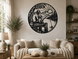 Father and Child Fishing Wall Art.3mf 3d model