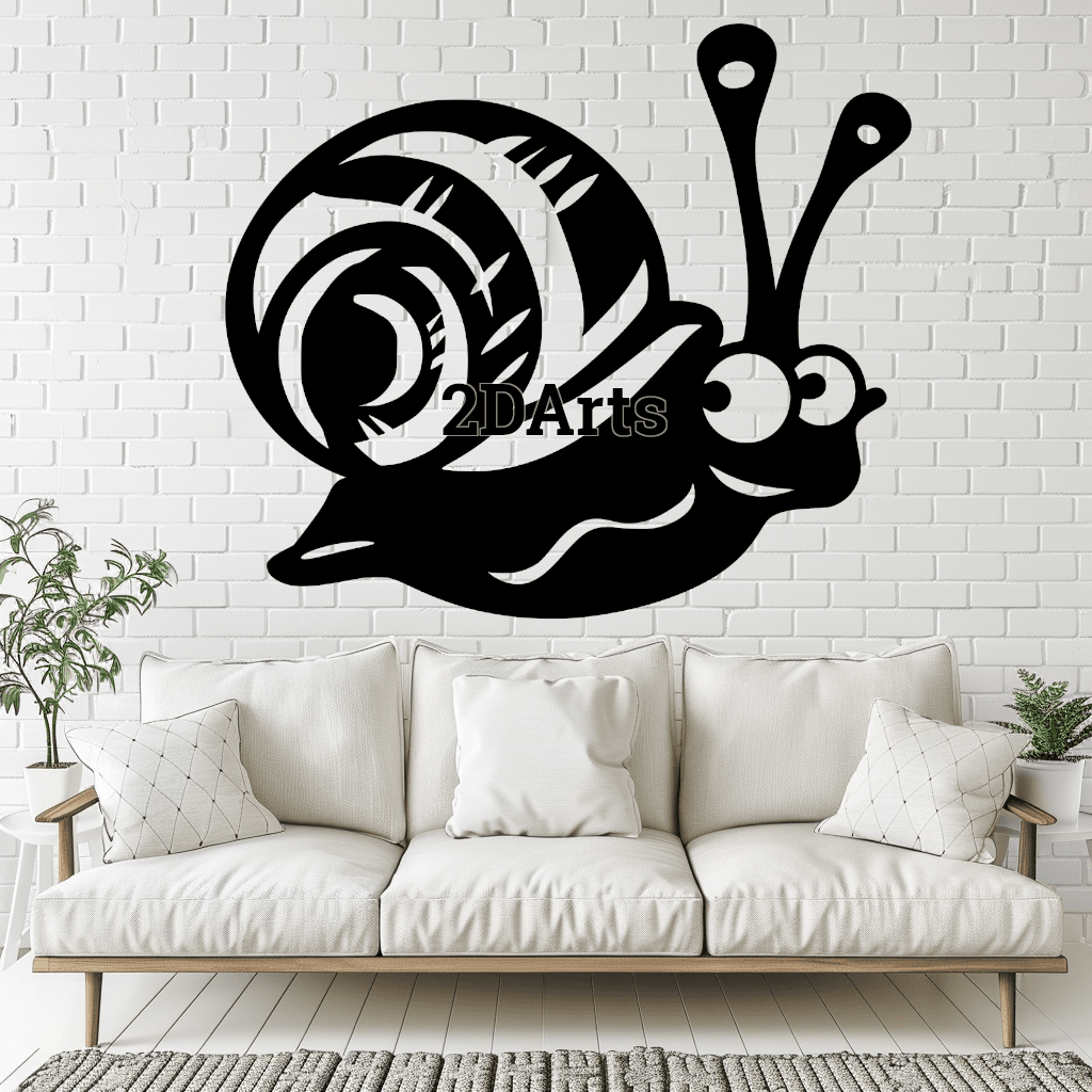 Snail Cartoon Style 2D Wall Art/Window Art - Digital STL & SVG File 3d model