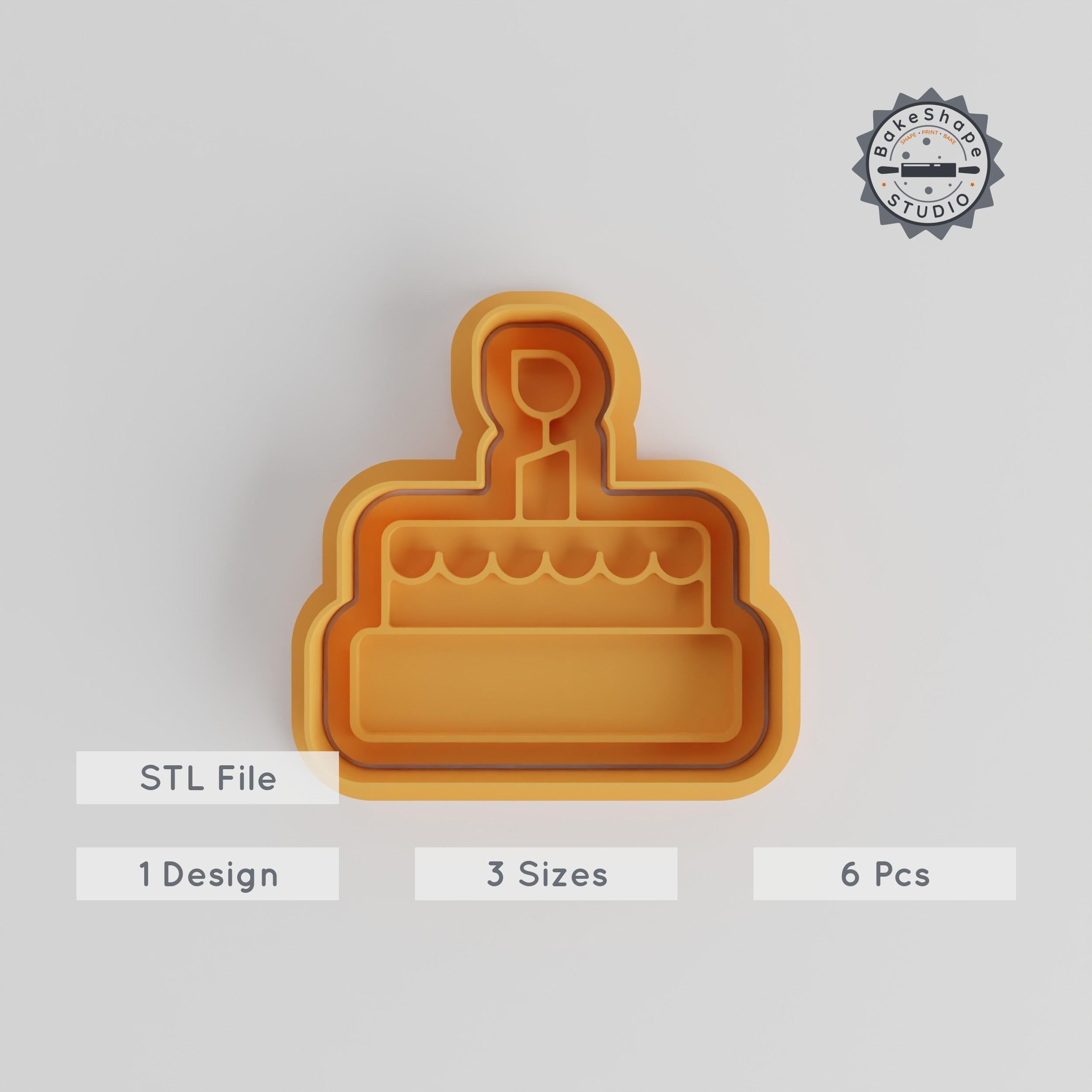 Cake Shape Cutter & Stamp Set, Perfect for Cookies & Fondant, Includes 6 Pieces in S/M/L for Birthday & Celebration PRODUCT_3592 3d model