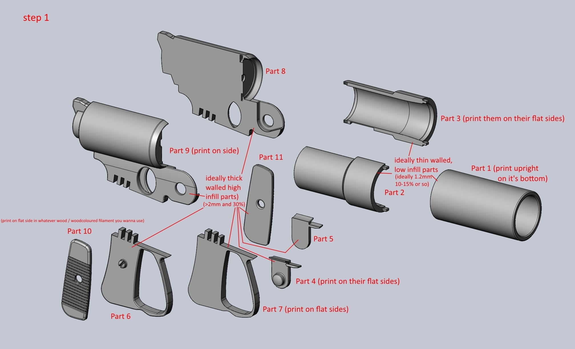 Laputa Gun Loadable Printable Assembly 3d model