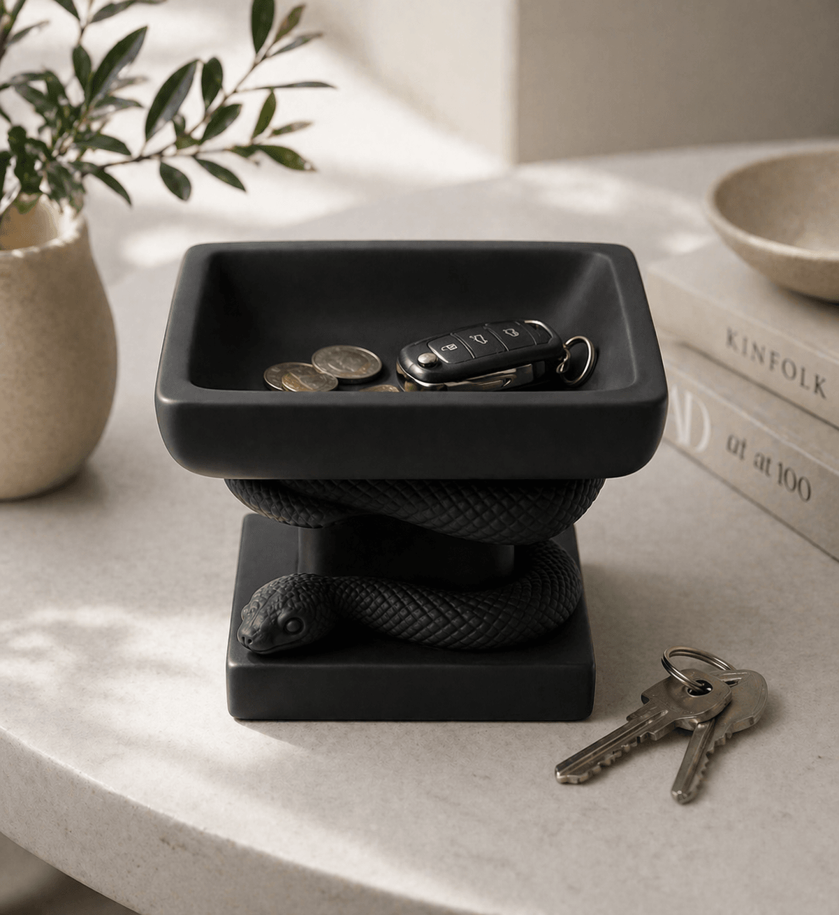 Serpent Catchall Bowl STL – Snake Decor Key Tray – Dark Luxury Home Organizer 3d model