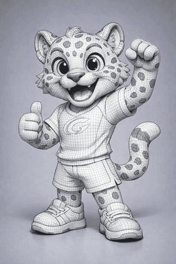 Cartoon Leopard Mascot Character 3d model