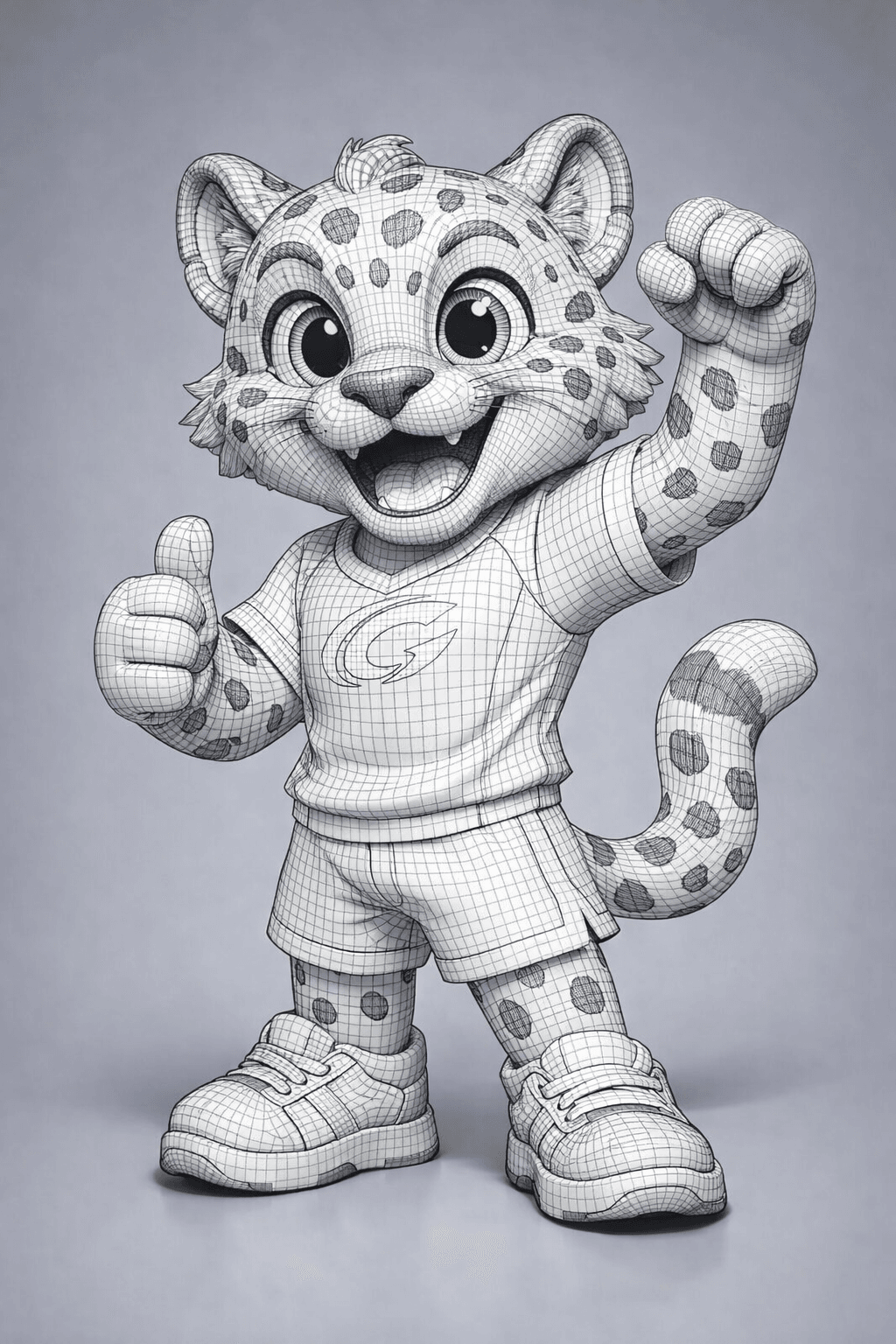 Cartoon Leopard Mascot Character 3d model