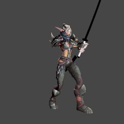 Female Elf Katana Warrior With and Without a Helmet v2.0 3d model