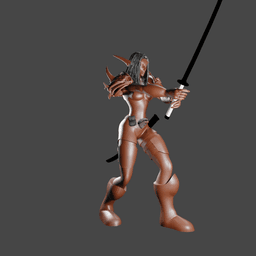 Female Elf Katana Warrior With and Without a Helmet v2.0 3d model
