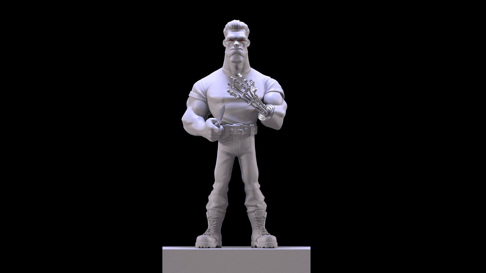 Cyborg Assassin Stylized Figure - Sci-Fi Action Statue 3d model