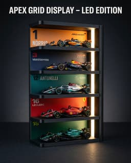Modular F1 Display Shelf – Stackable 1/64 Scale LED Garage Diorama Stand | Wall Mount or Desk 3d model
