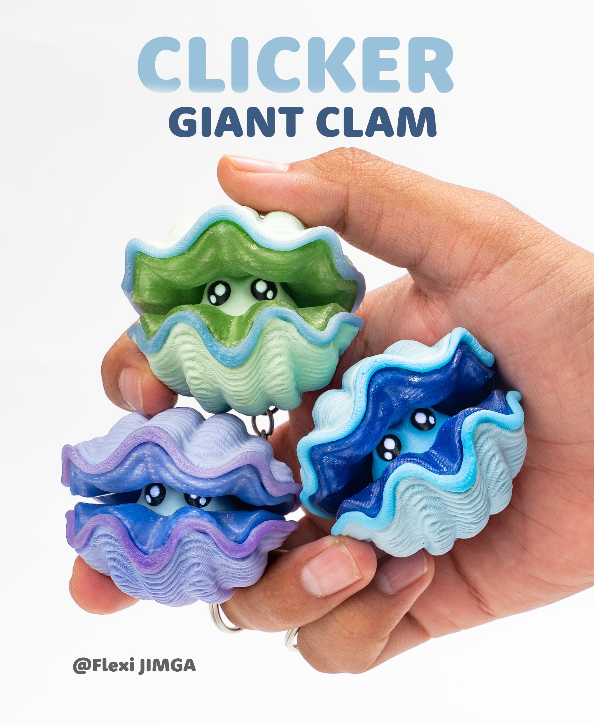 Giant Clam Fidget Clicker & Keychain 3d model