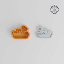 Fisherman Boat Shape Cutter & Stamp Set, Cookie & Fondant Design, 6-Piece, S/M/L Sizes, Nautical Craft & Sea Vessel Theme PRODUCT_3220 3d model