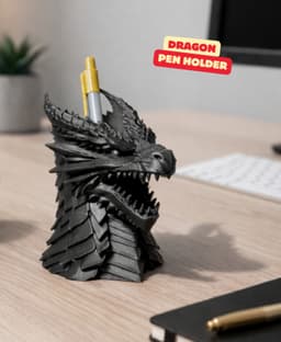 DRAGON PEN HOLDER – DESK ORGANIZER & EYE-CATCHING DRAGON BUST / GOTHIC DECOR / DARK DECOR / DESK 3d model
