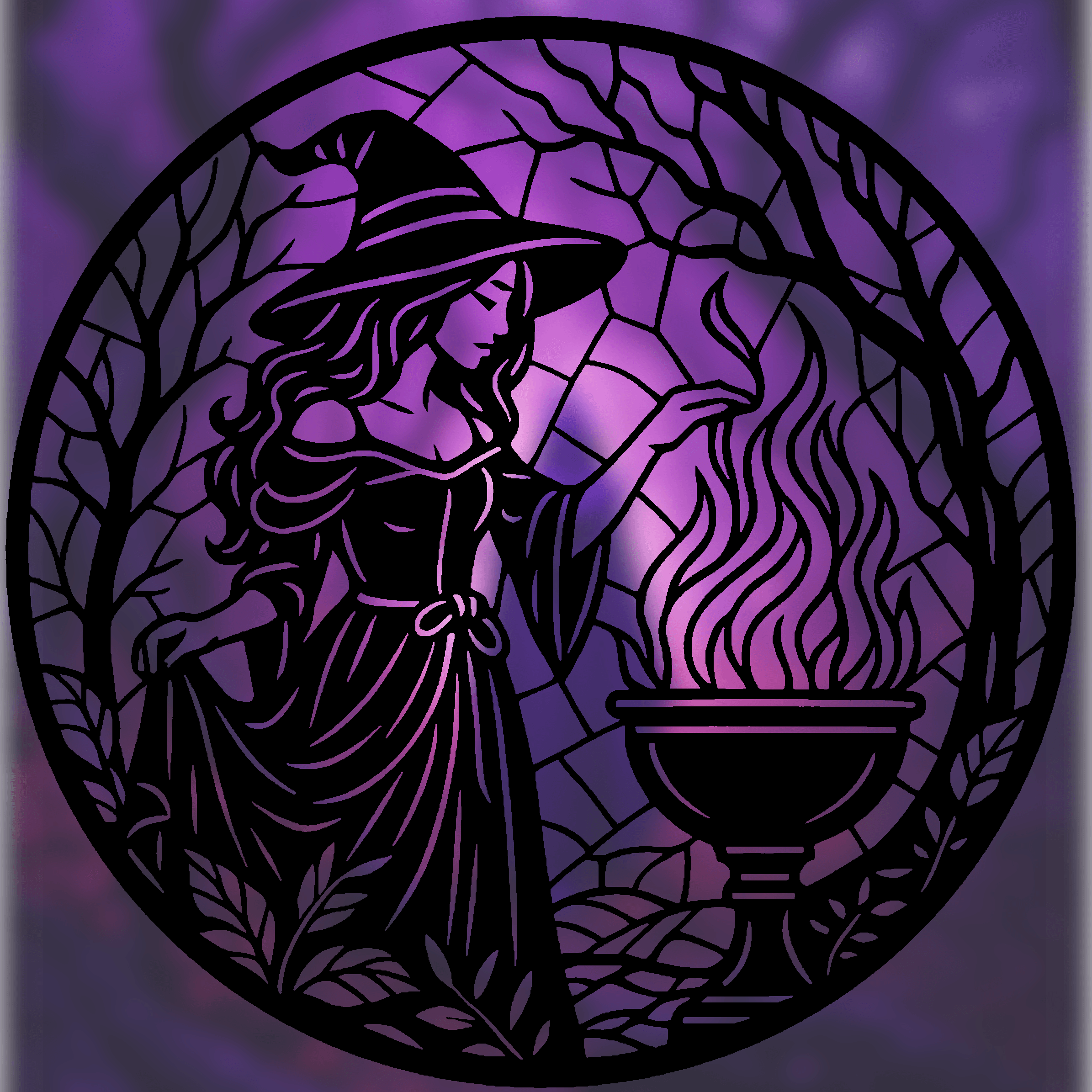 Witch 2D Stained glass art 3d model