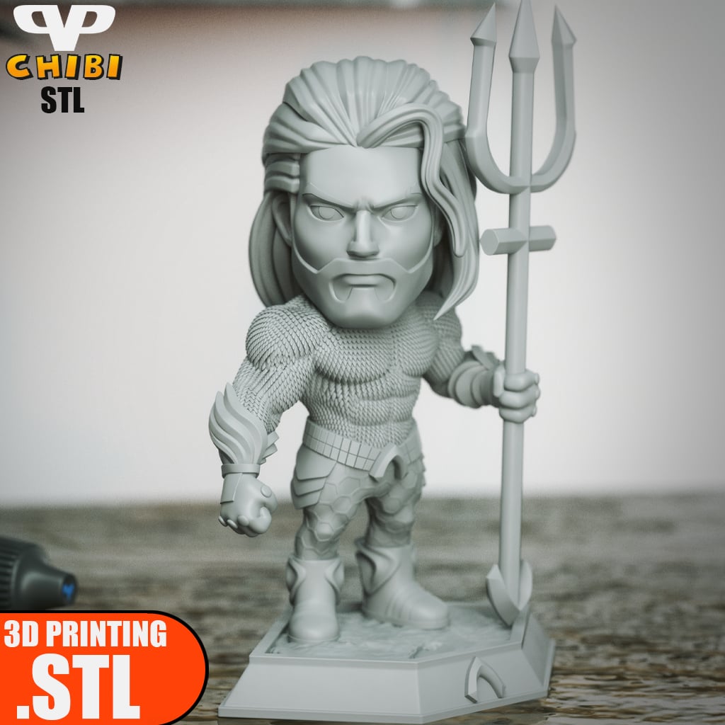Aquaman Chibi STL for 3D Printing ChibiSTL 3DXM 3d model