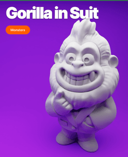 Stylish Gorilla in Suit – 3D Printable Cartoon Figurine 3d model