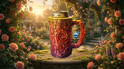 Rose and Forget-Me-Not Floral Tankard Drink Holder Combo 3d model