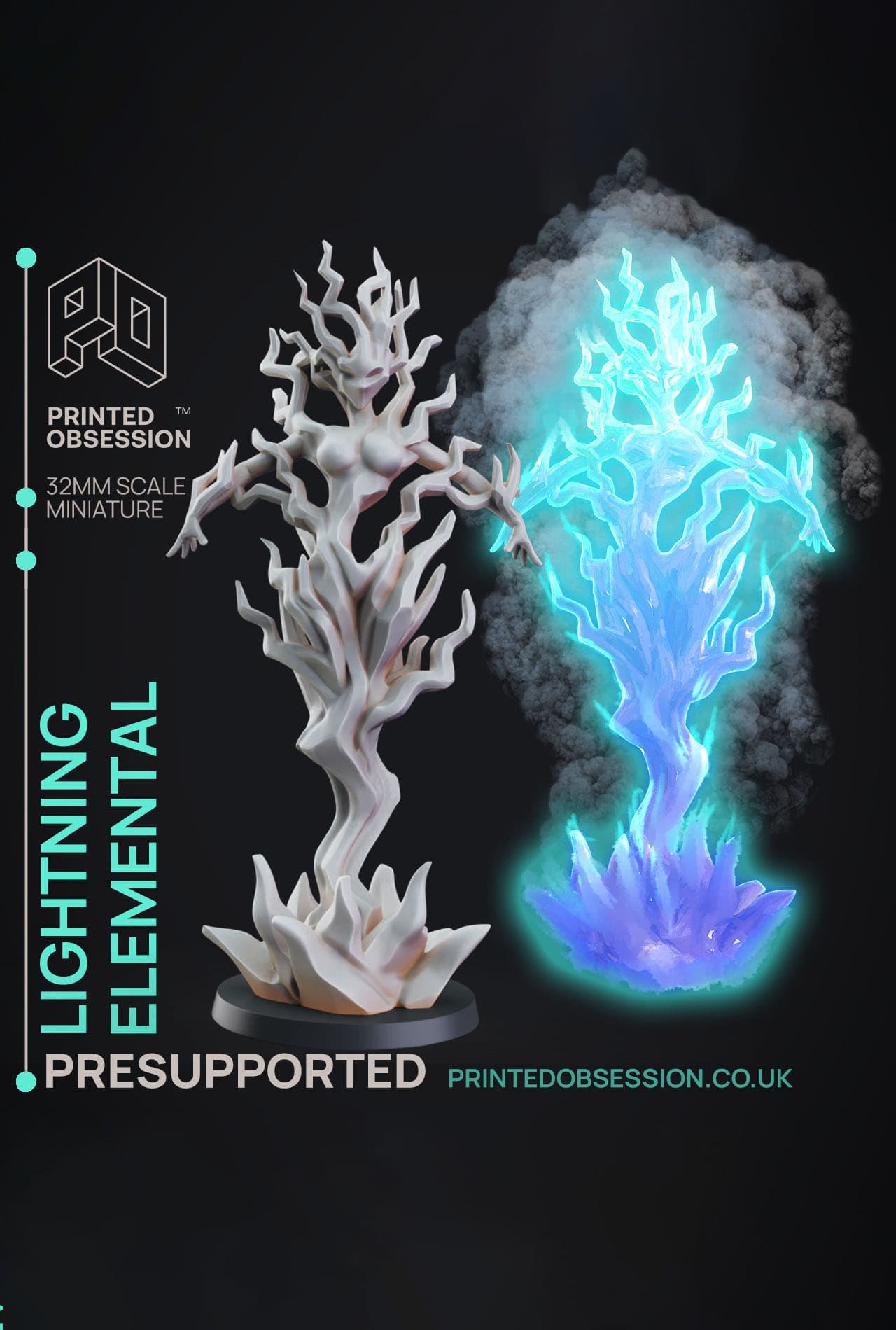 Lightning Elemental - Dr Frankensteins Monster - PRESUPPORTED - Illustrated and Stats - 32mm scale 3d model