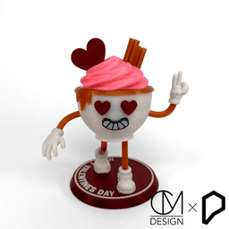 Valentines Retro Hot Cocoa Character 3d model
